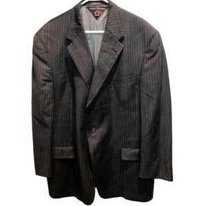 Tommy Hilfiger Gray Pinstripe Wool Sport Coat 48 Long Blazer Jacket‎ Made in USA